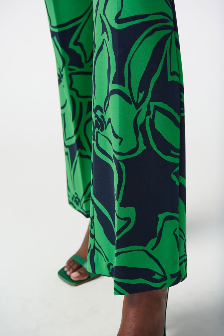 JOSEPH RIBKOFF FLORAL PRINT PANTS STYLE 241254 COLOUR MIDNIGHT BLUE/GREEN
