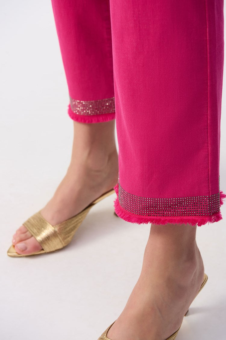 JOSEPH RIBKOFF FRAYED HEM PANT STYLE 243964S25 COLOUR GERANIUM