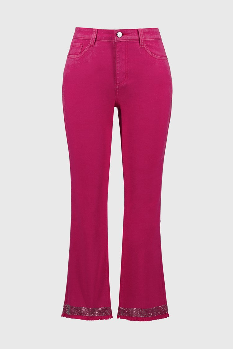 JOSEPH RIBKOFF FRAYED HEM PANT STYLE 243964S25 COLOUR GERANIUM