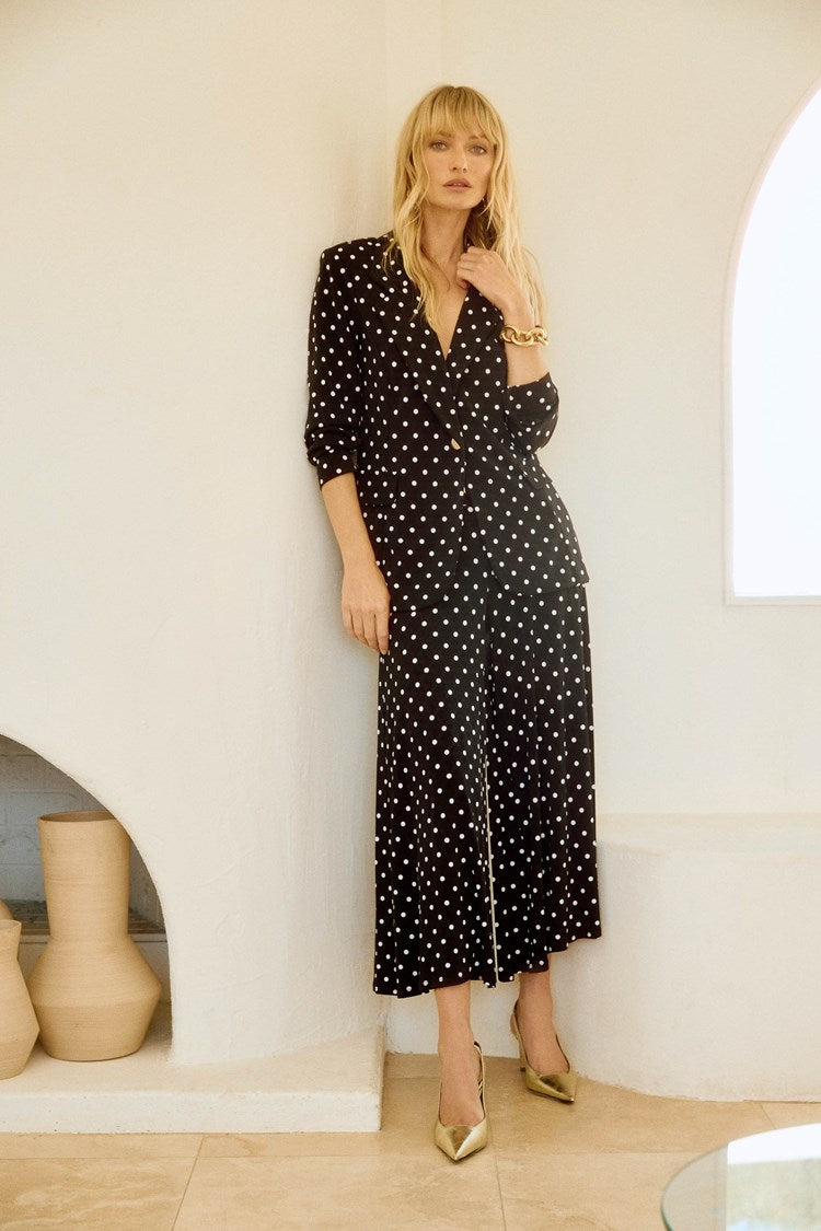 JOSEPH RIBKOFF POLKA DOT CULOTTE PANT STYLE 251040 COLOUR BLACK/VANILLA