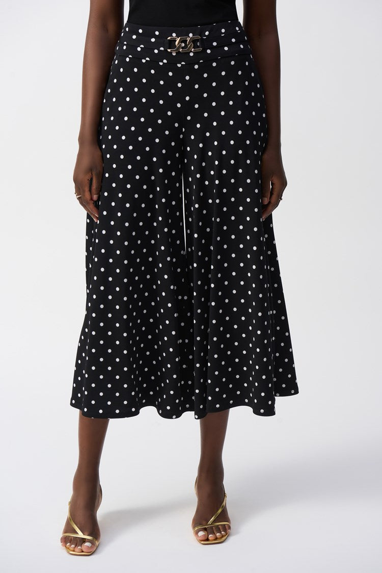 JOSEPH RIBKOFF POLKA DOT CULOTTE PANT STYLE 251040 COLOUR BLACK/VANILLA