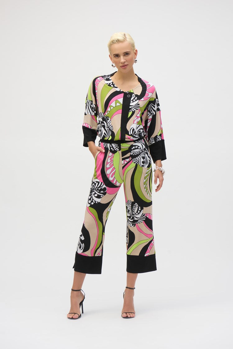 JOSEPH RIBKOFF PANT STYLE 252107 COLOUR BLACK/MULTI