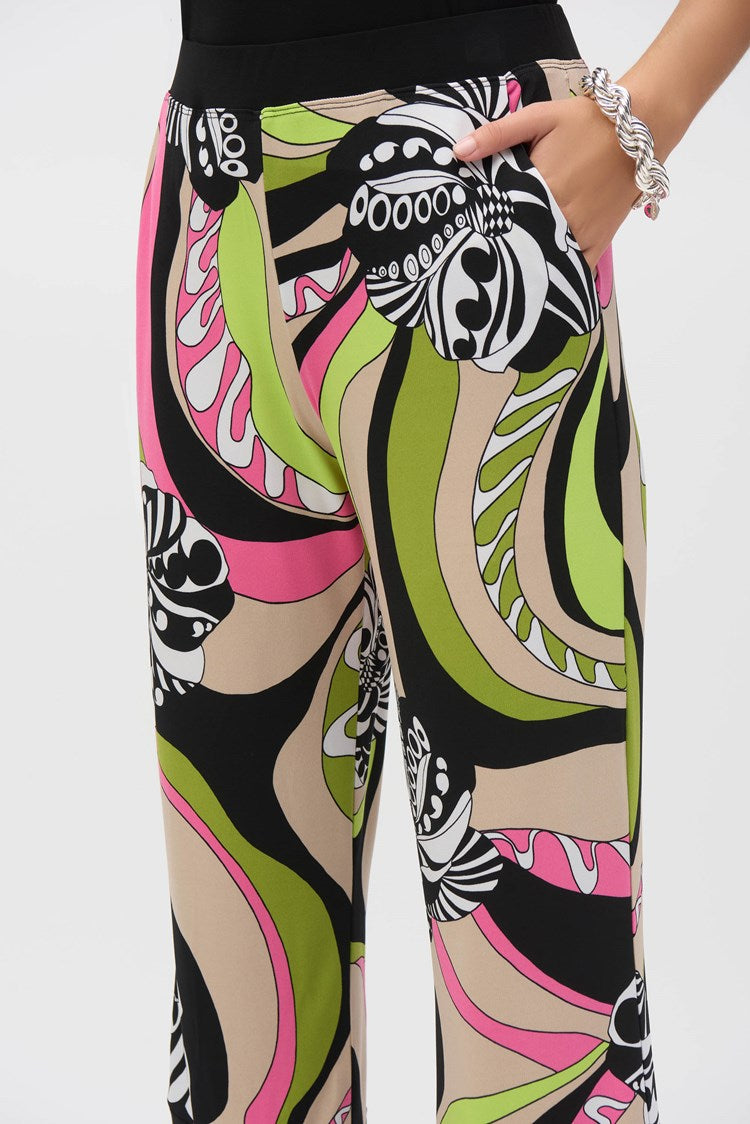 JOSEPH RIBKOFF PANT STYLE 252107 COLOUR BLACK/MULTI