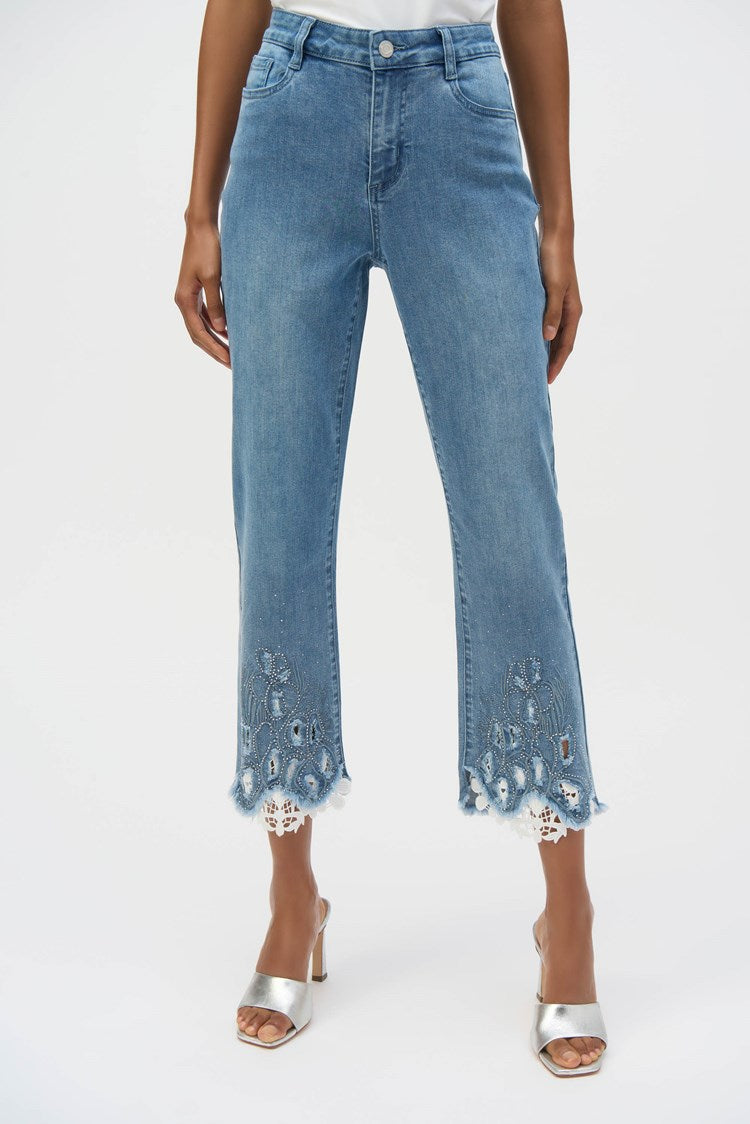 JOSEPH RIBKOFF PANT STYLE 252910 COLOUR DENIM MEDIUM BLUE