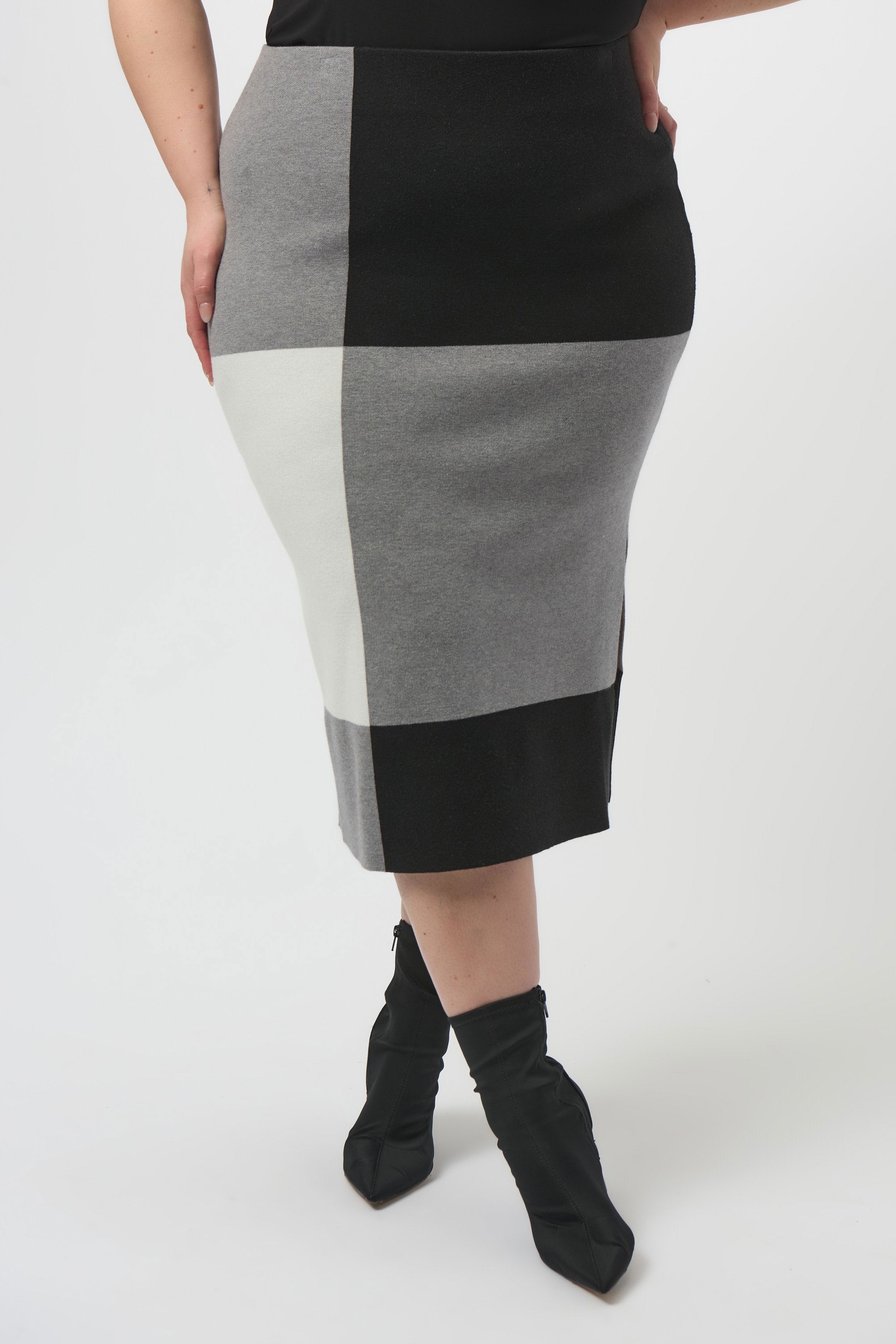 JOSEPH RIBKOFF SKIRT STYLE 253908 COLOUR BLACK/GREY/VANILLA