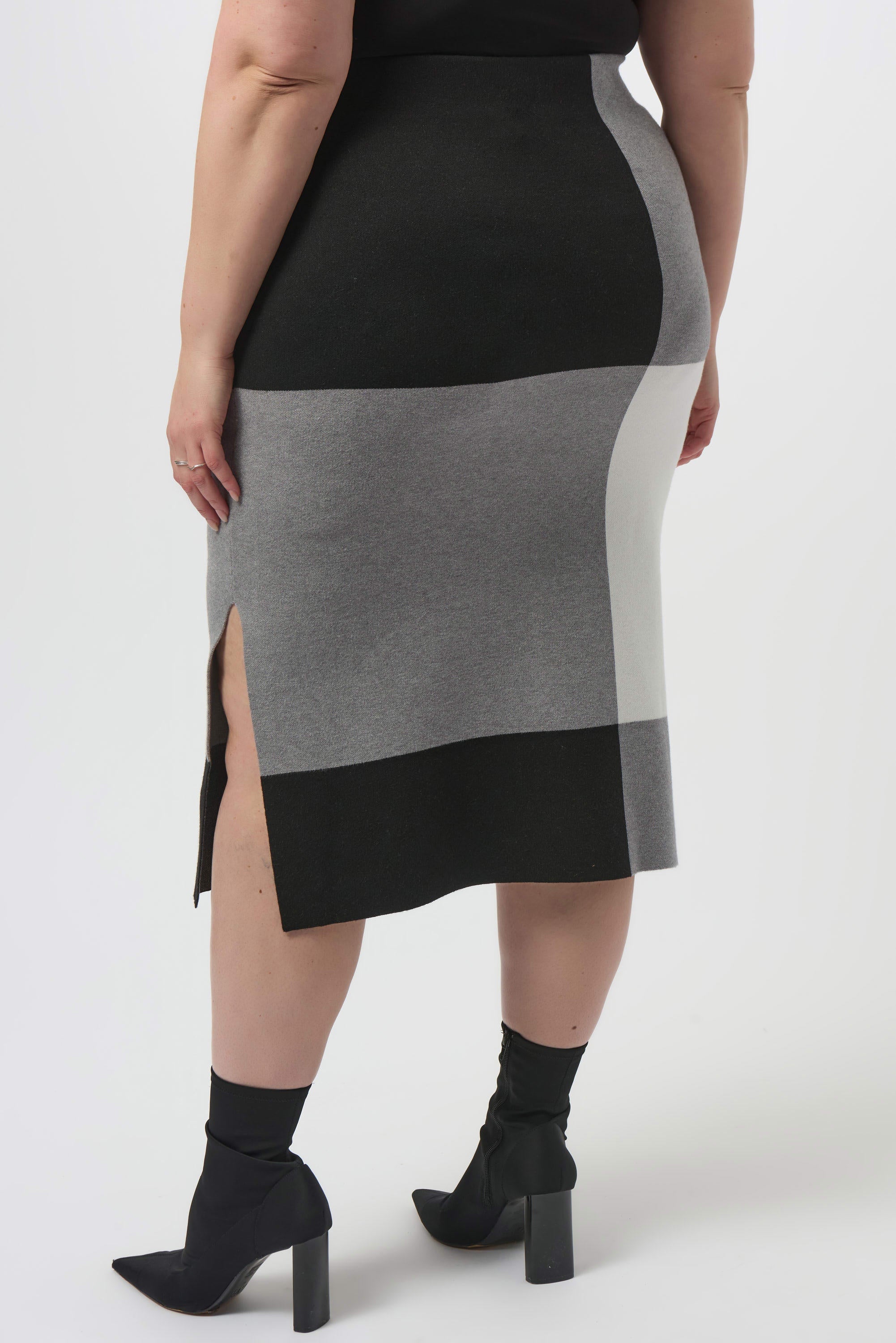 JOSEPH RIBKOFF SKIRT STYLE 253908 COLOUR BLACK/GREY/VANILLA