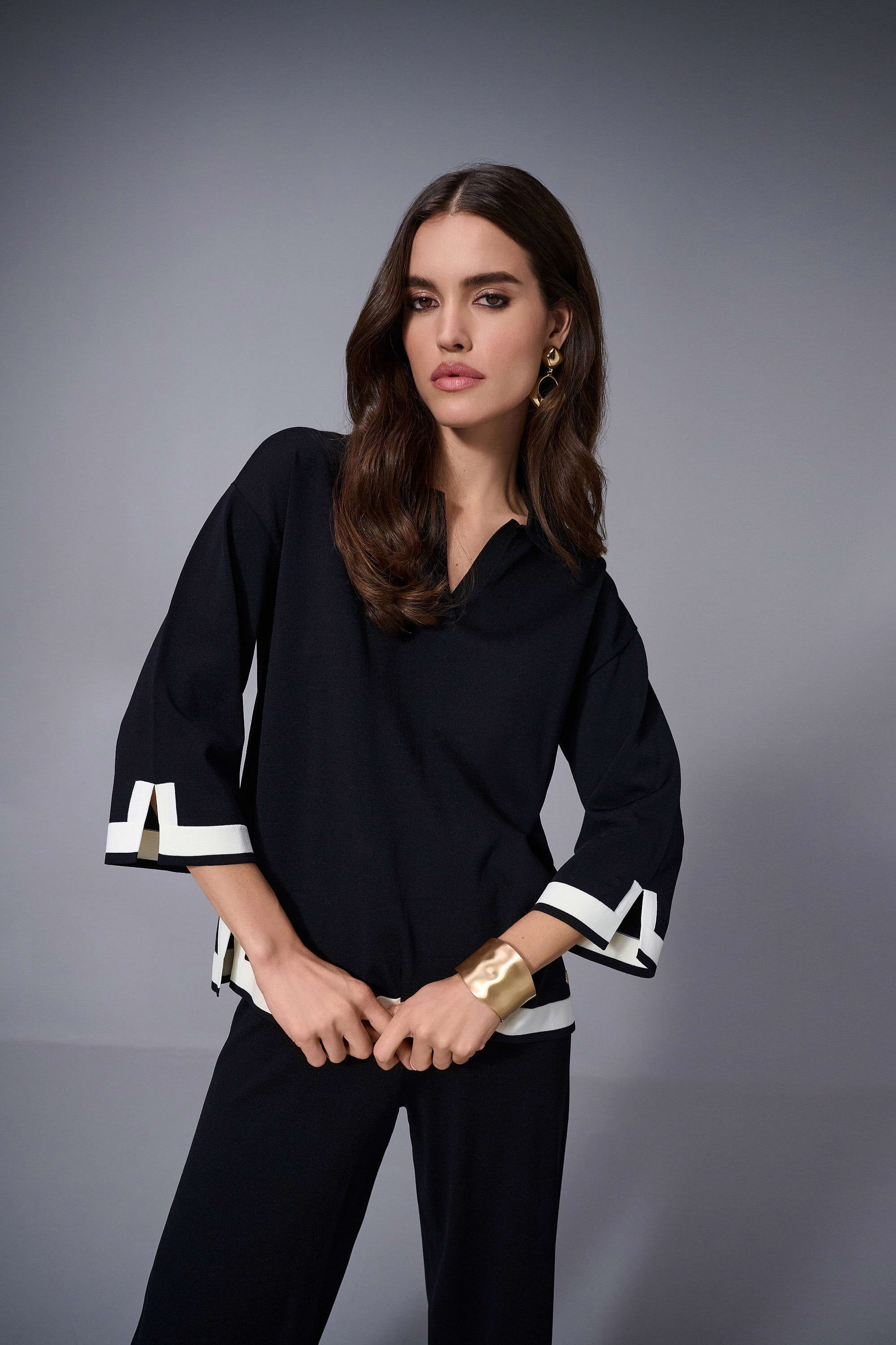 JOSEPH RIBKOFF TOP STYLE 253909 COLOUR BLACK/VANILLA
