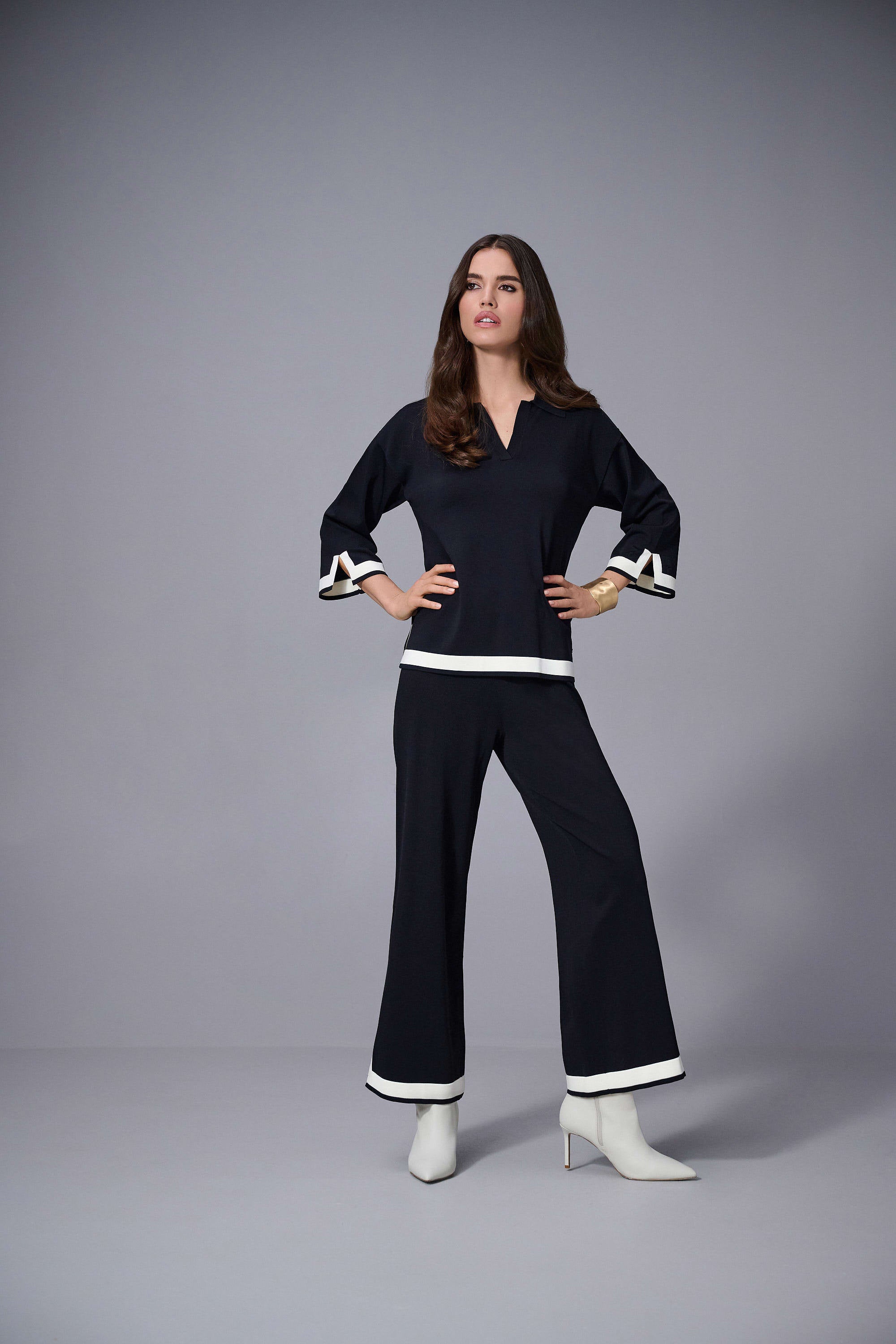 JOSEPH RIBKOFF TROUSERS STYLE 253910 COLOUR BLACK/VANILLA