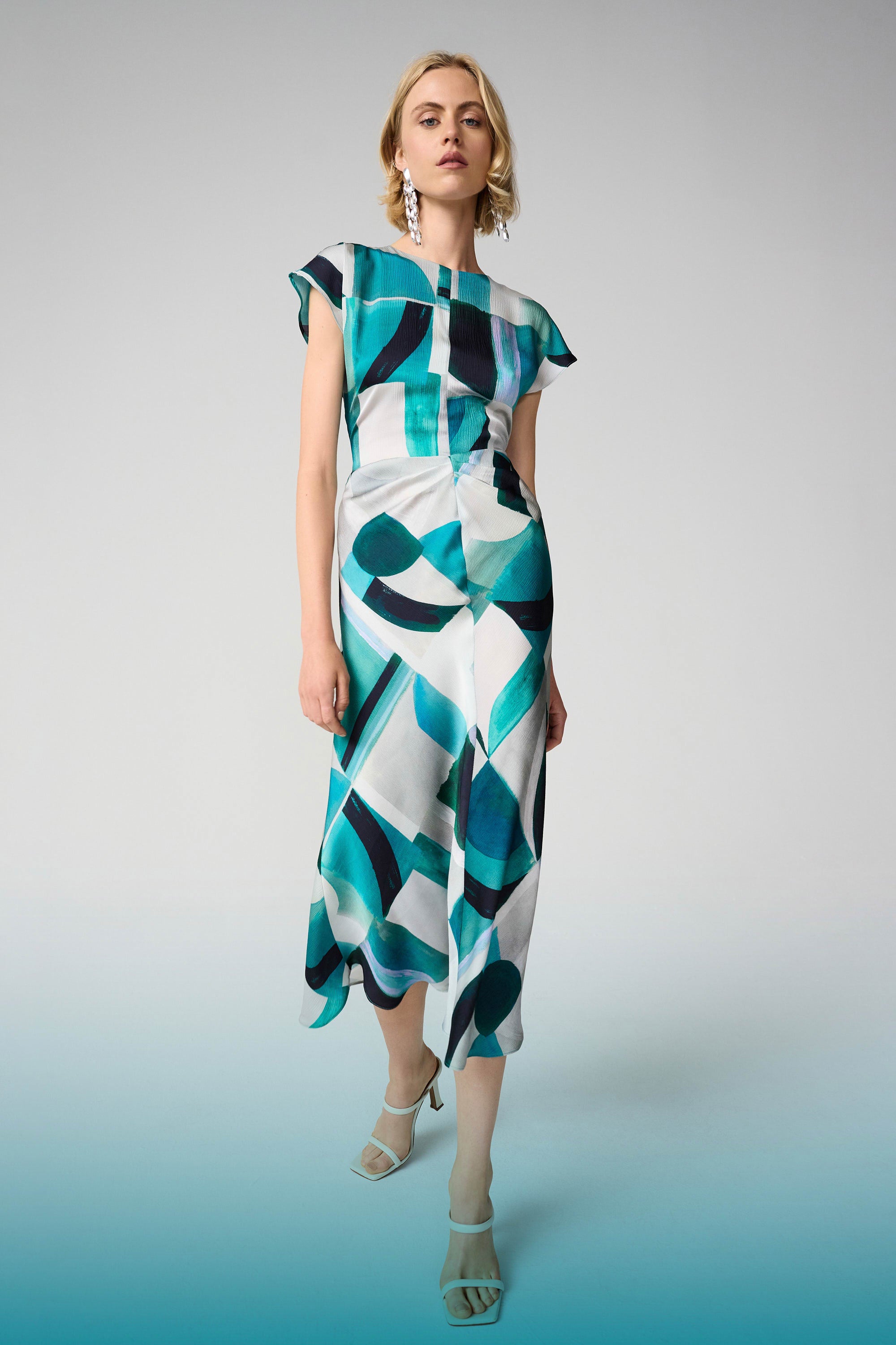 JOSEPH RIBKOFF DRESS STYLE 261251 COLOUR GREEN/MULTI