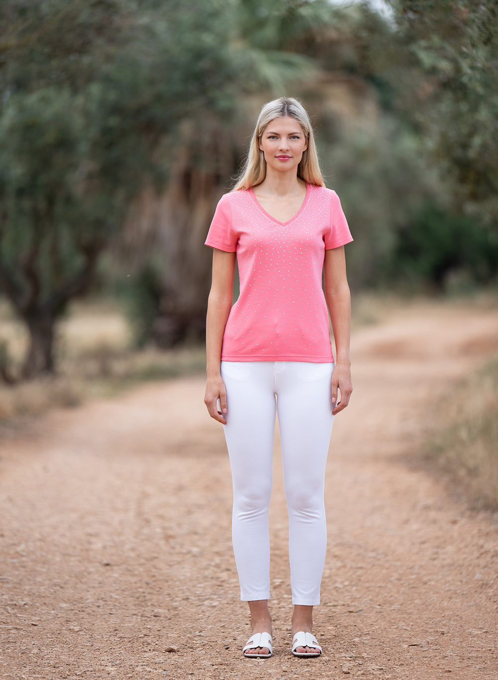 MARBLE WATERMELON V NECK CLASSIC FIT T-SHIRT | STYLE 6531