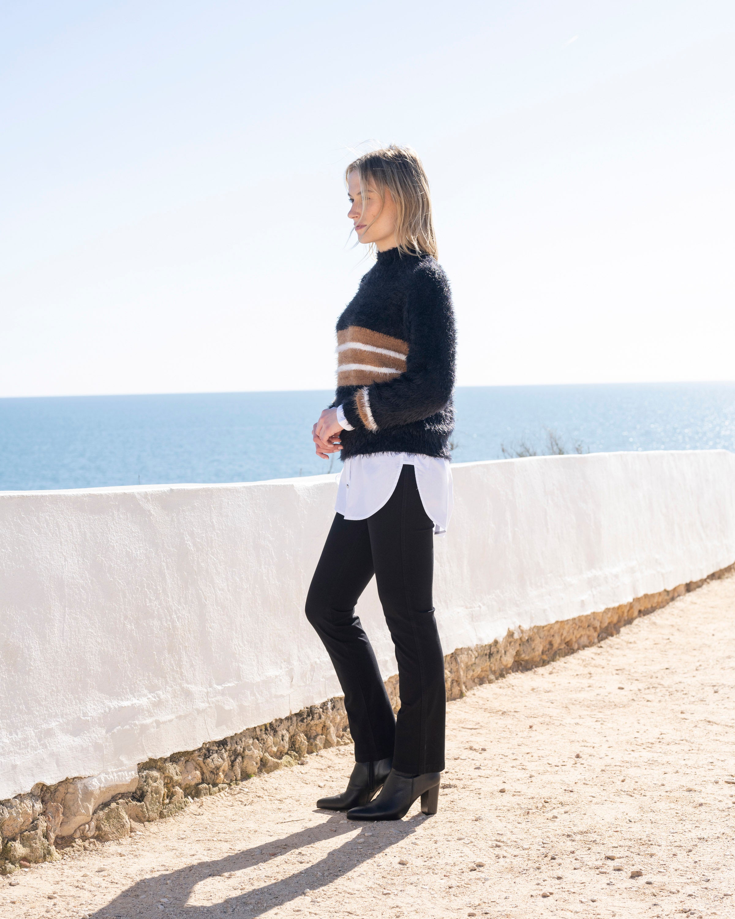 MARBLE SWEATER STYLE 8029 COLOUR BLACK/TOBACCO