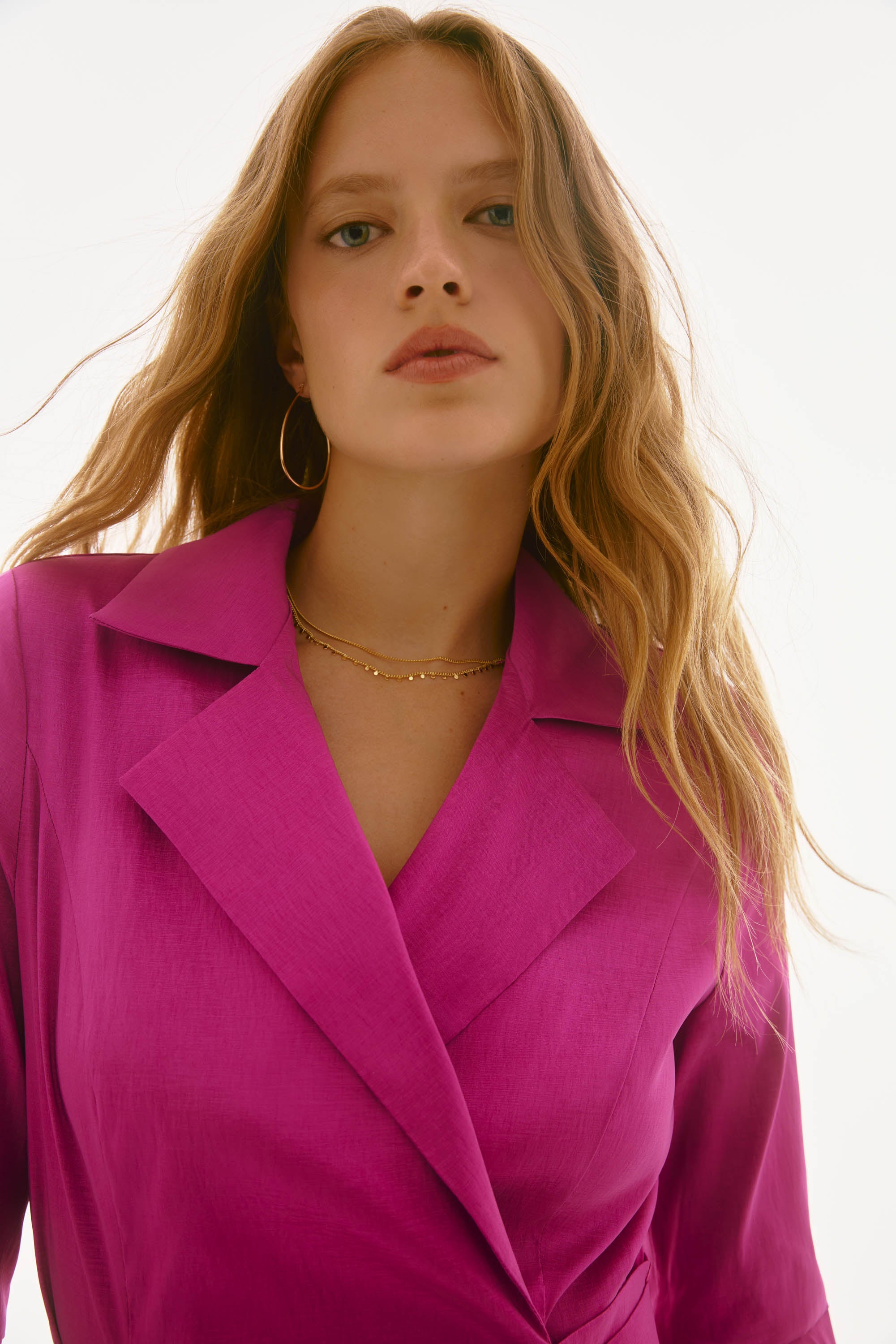 JOSEPH RIBKOFF STRETCH TAFFETA WRAP DRESS STYLE 251727 COLOUR MAGENTA