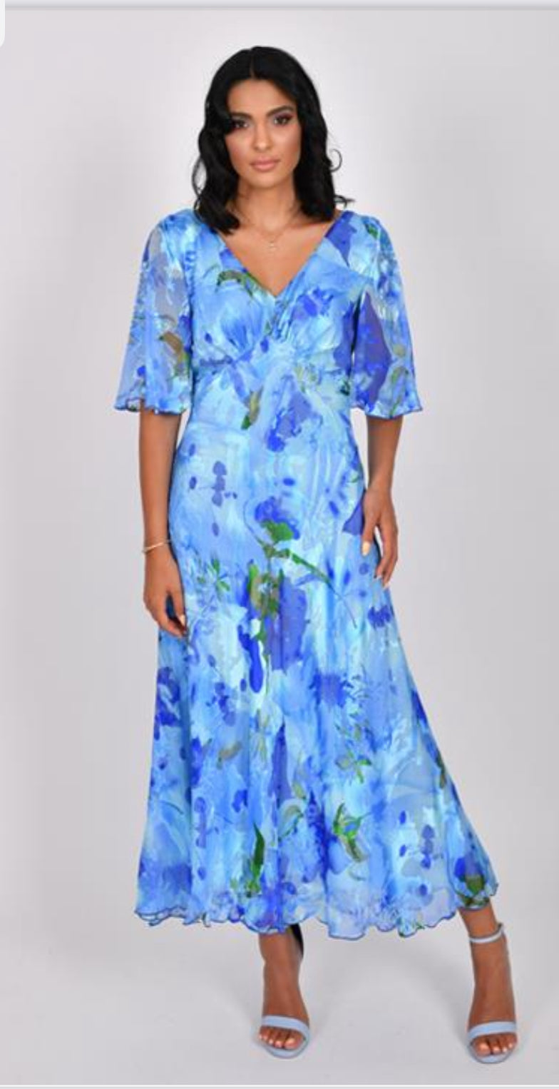 ALLISON DRESS IN PURE SILK STYLE 6160 COLOUR BLUE