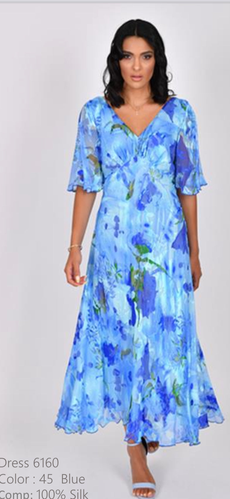 ALLISON DRESS IN PURE SILK STYLE 6160 COLOUR BLUE