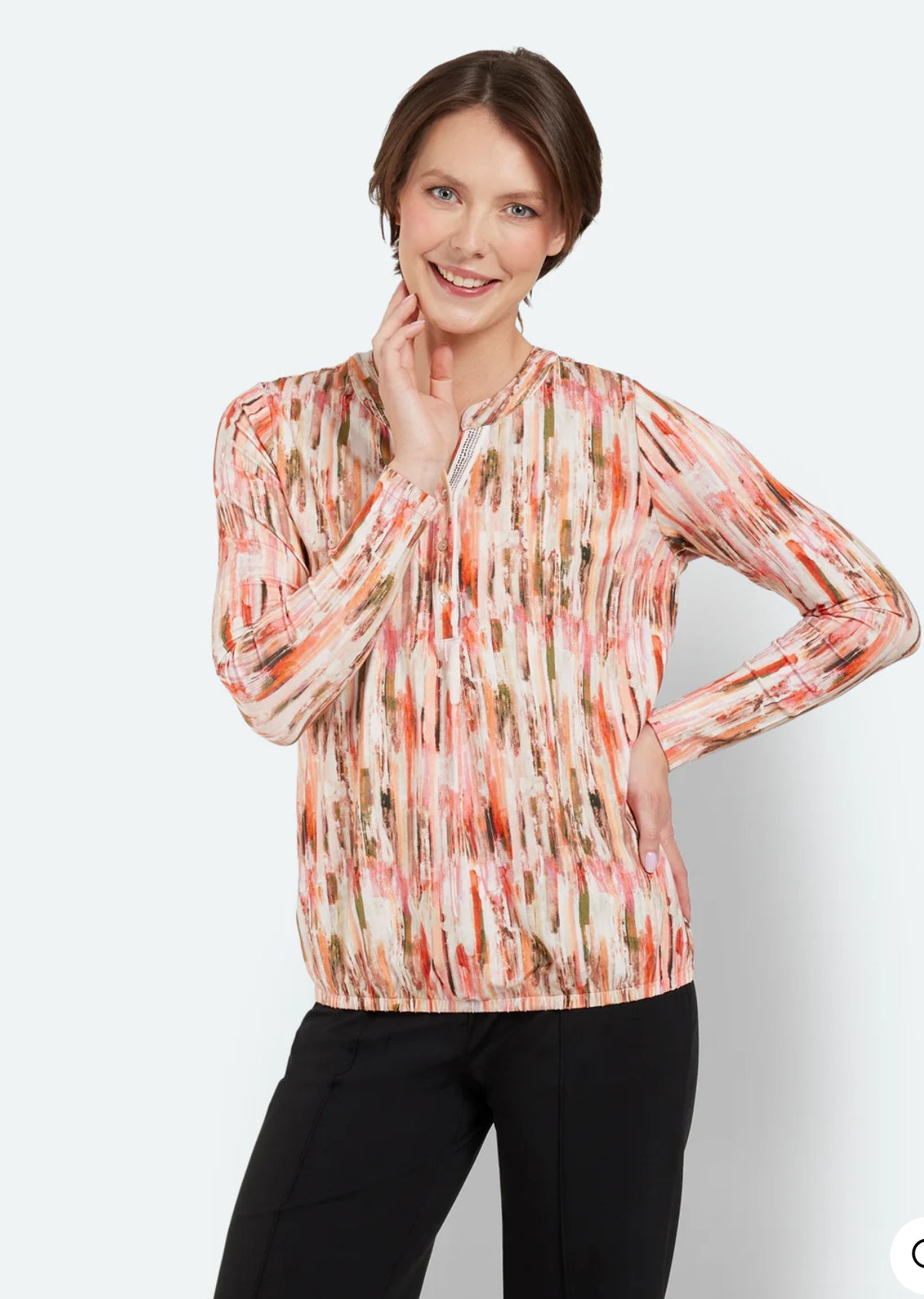 BRANDTEX BLOUSE STYLE 218469 COLOUR COVERT GREEN/MULTI