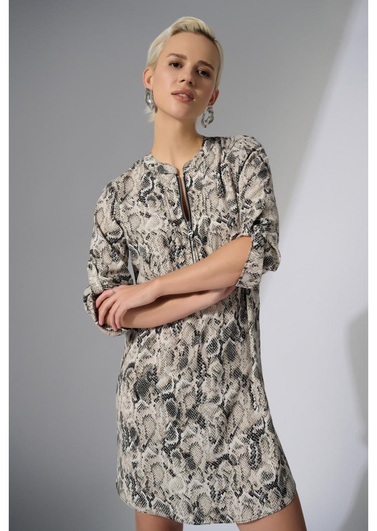 JOSEPH RIBKOFF PYTHON PRINT DRESS STYLE 252240/ BEIGE MULTI