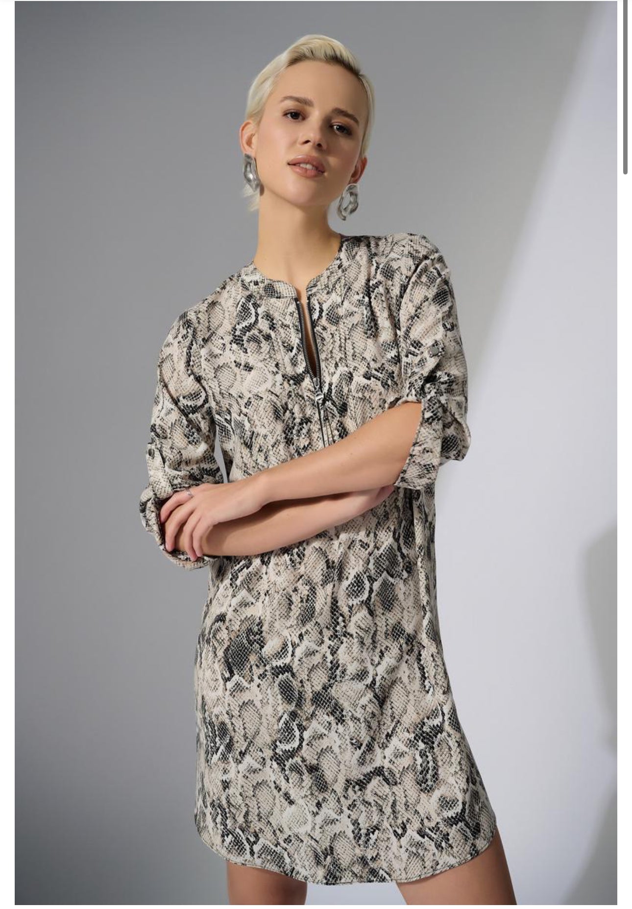 JOSEPH RIBKOFF PYTHON PRINT DRESS STYLE 252240/ BEIGE MULTI