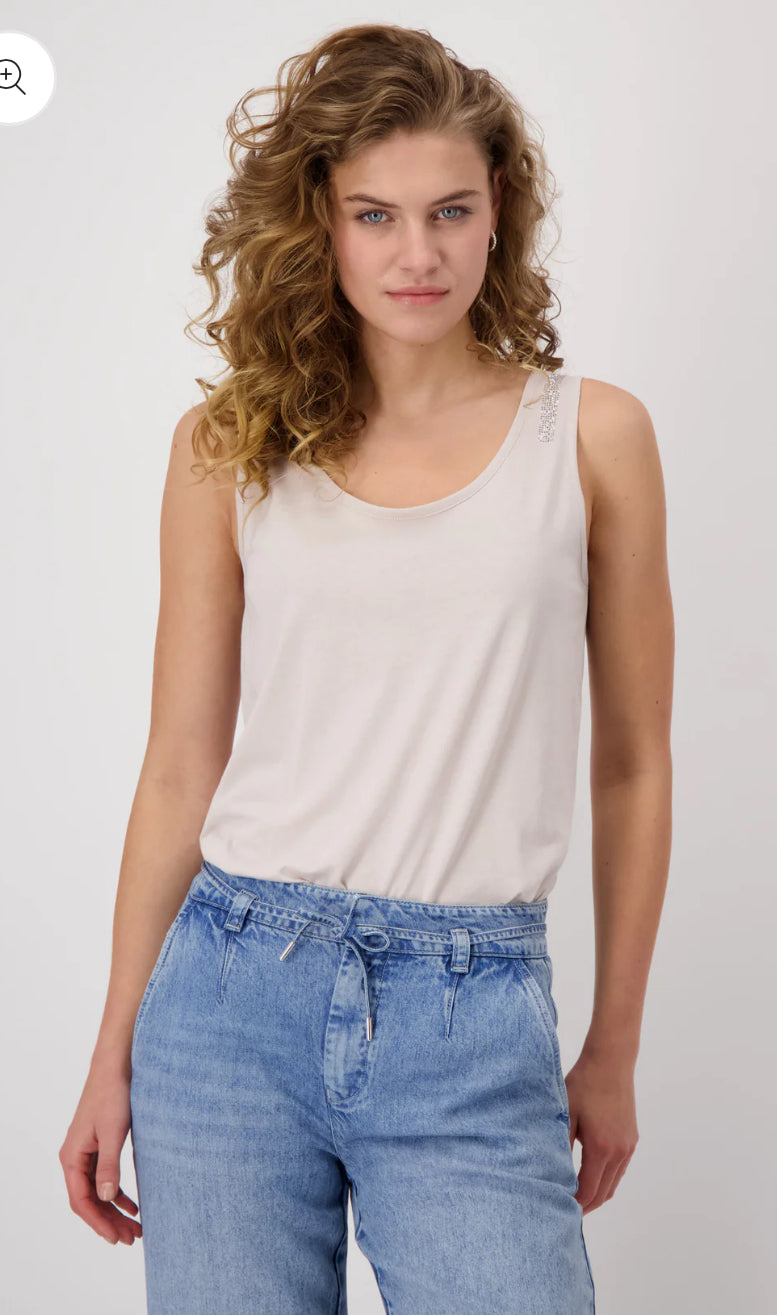 MONARI SLEEVELESS TOP WITH EMBELLISHMENT STYLE 409366 COLOUR WARM SAND