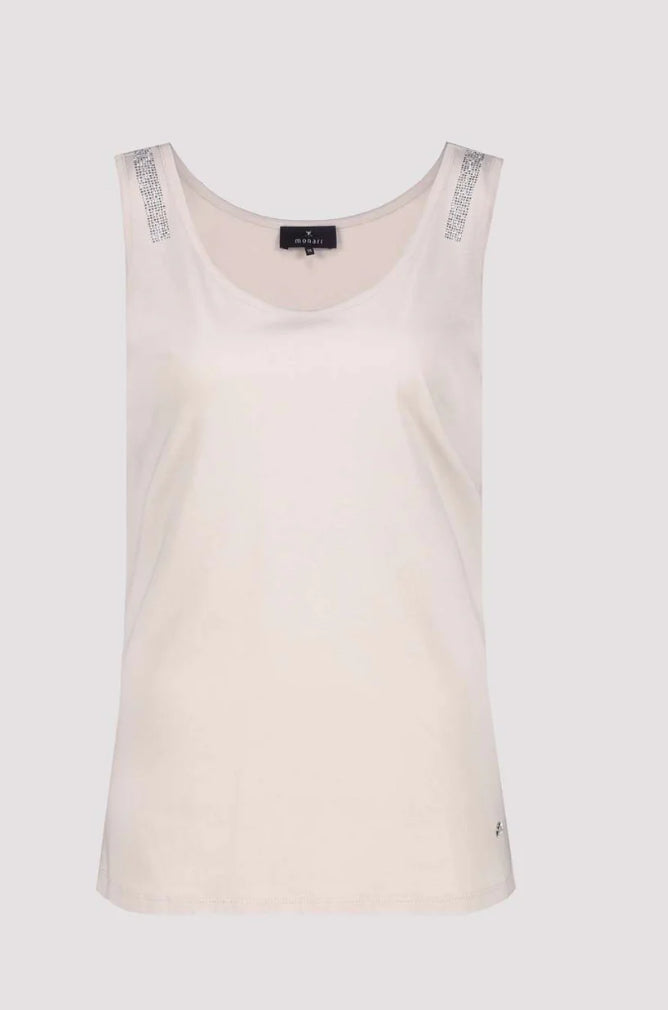 MONARI SLEEVELESS TOP WITH EMBELLISHMENT STYLE 409366 COLOUR WARM SAND