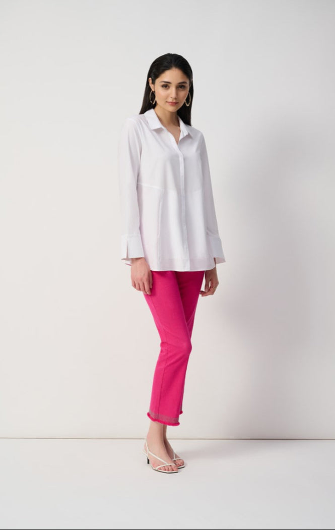JOSEPH RIBKOFF FRAYED HEM PANT STYLE 243964S25 COLOUR GERANIUM
