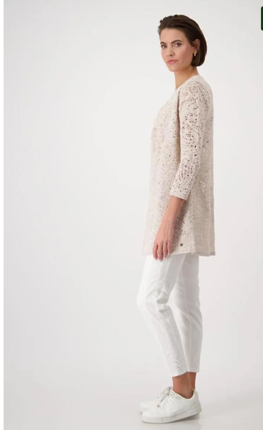 MONARI LONG KNITTED JACKET STYLE 409459 COLOUR WARM SAND