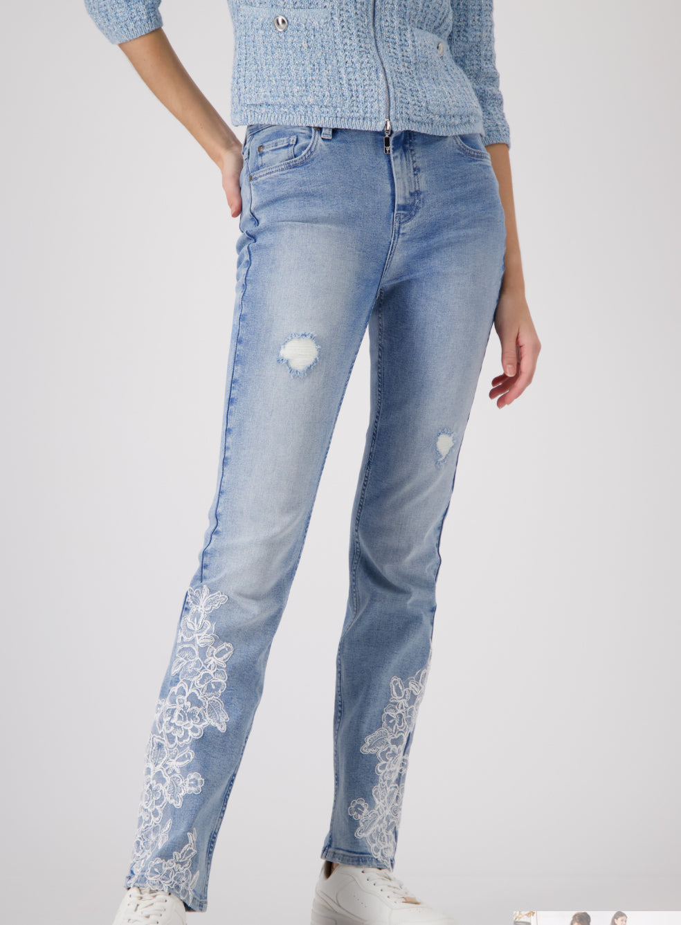 MONARI JEANS WITH LACE DETAIL STYLE 409411