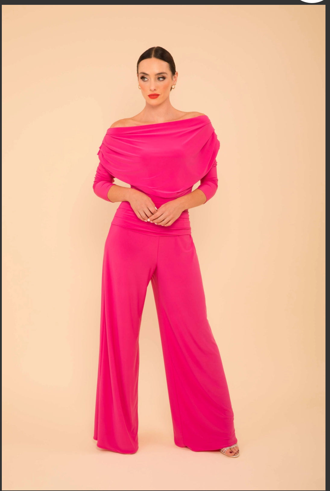 ATOM LABEL JUMPSUIT WITH SLEEVE COLOUR HOT PINK