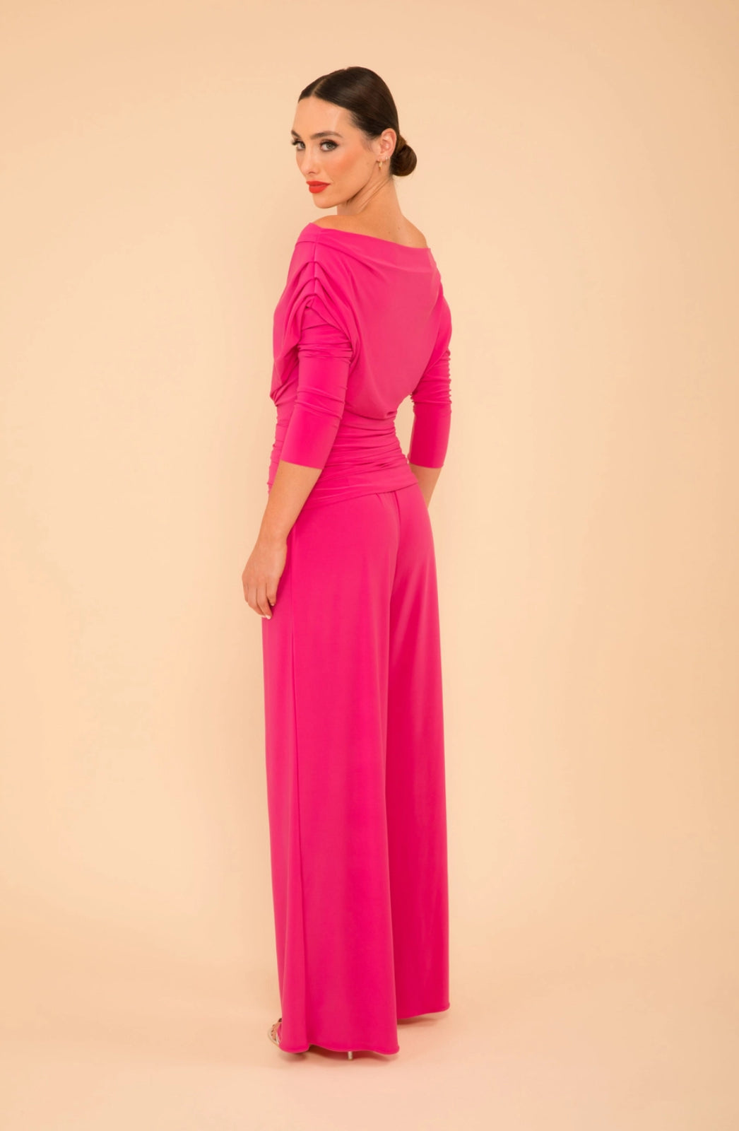 ATOM LABEL JUMPSUIT WITH SLEEVE COLOUR HOT PINK