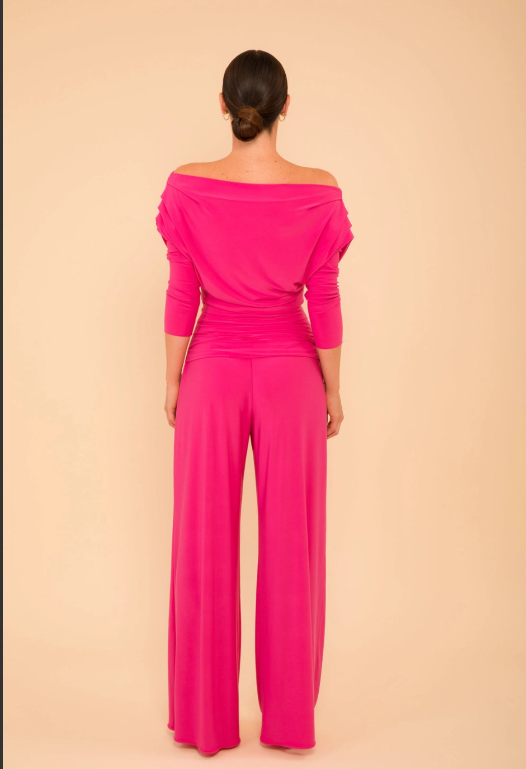 ATOM LABEL JUMPSUIT WITH SLEEVE COLOUR HOT PINK
