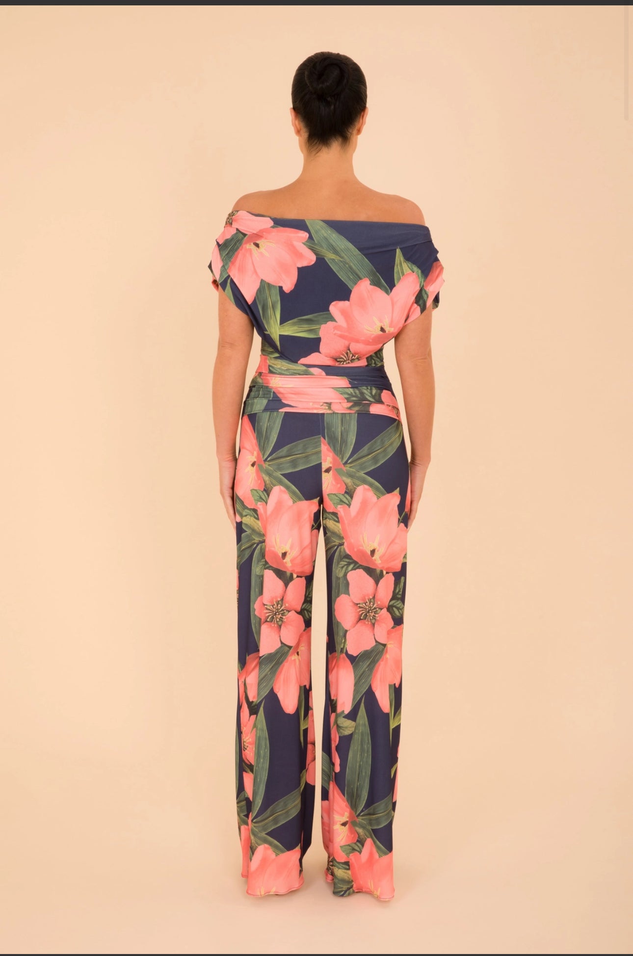 ATOM LABEL CARBON JUMPSUIT IN NAVY & CORAL