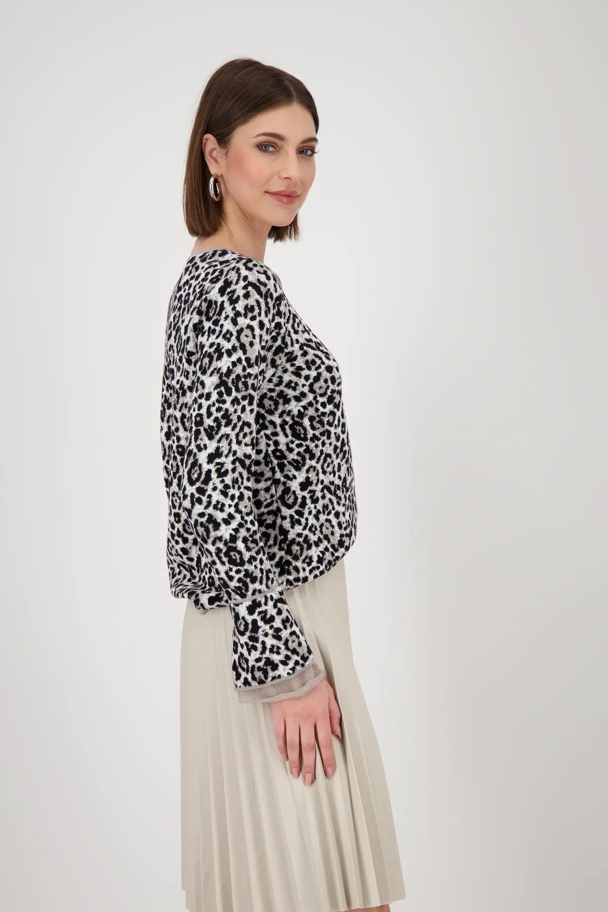 MONARI LEOPARD PATTERN SWEATER STYLE 808991 COLOUR GREIGE