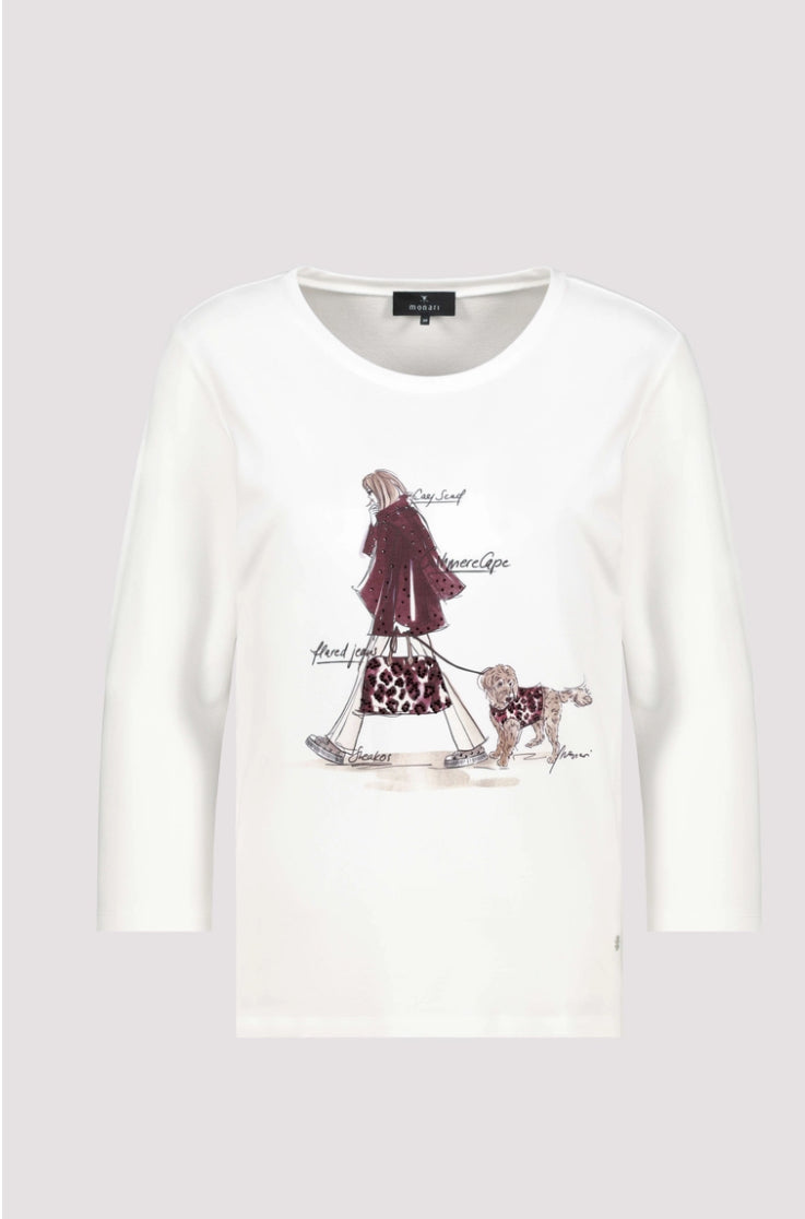 MONARI T-SHIRT WITH RHINESTONE DETAIL STYLE 809193 COLOUR OFF-WHITE
