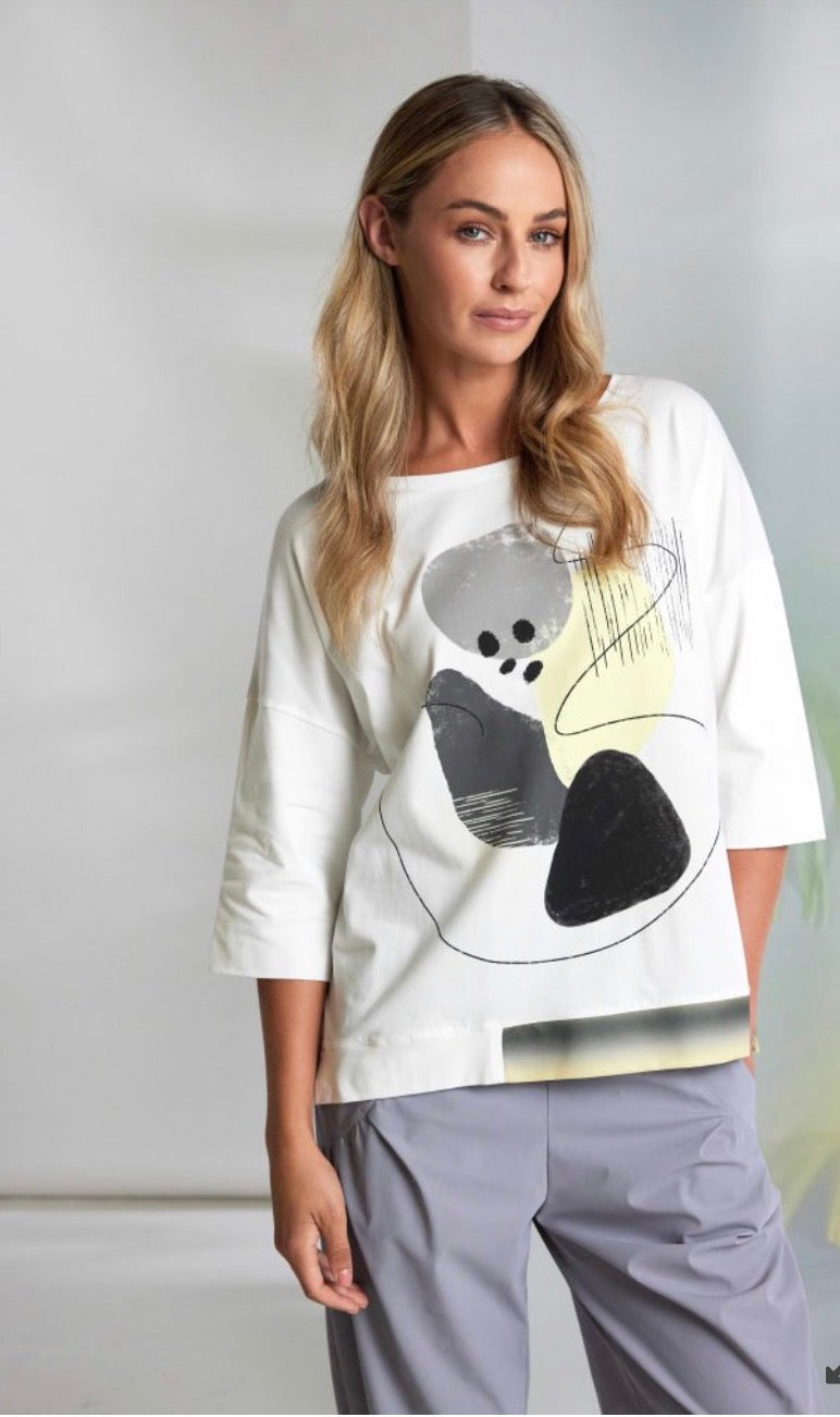 NAYA PLACEMENT PRINT TOP STYLE NAS26124 COLOUR WHITE/LEMON