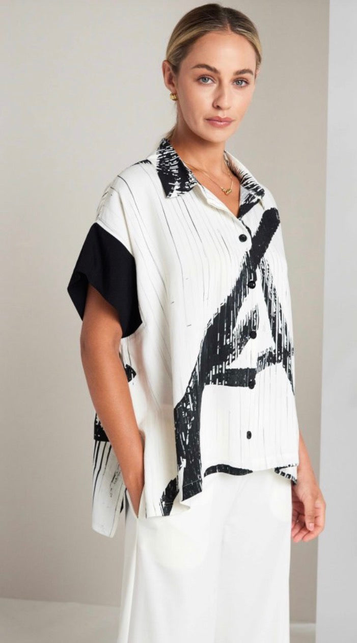 NAYA PATTERNED SHIRT STYLE NAS26318 COLOUR CREAM/BLACK