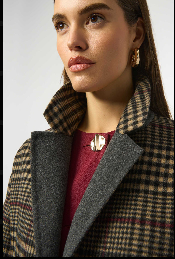 JOSEPH RIBKOFF COAT STYLE 253946 COLOUR CAMEL/MULTI