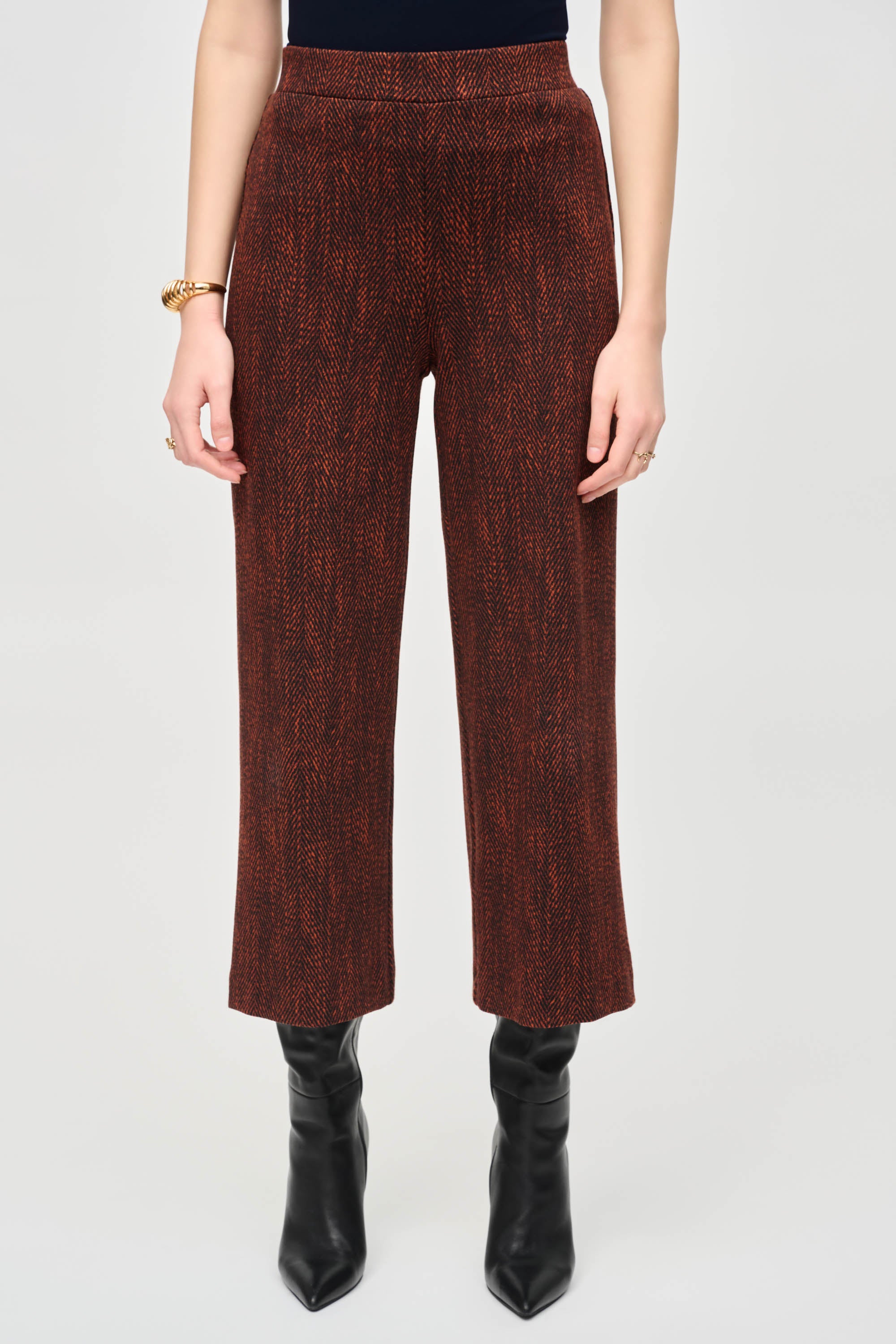 JOSEPH RIBKOFF PULL ON KNIT CULOTTE PANTS STYLE 243302 COLOUR ORANGE/BLACK