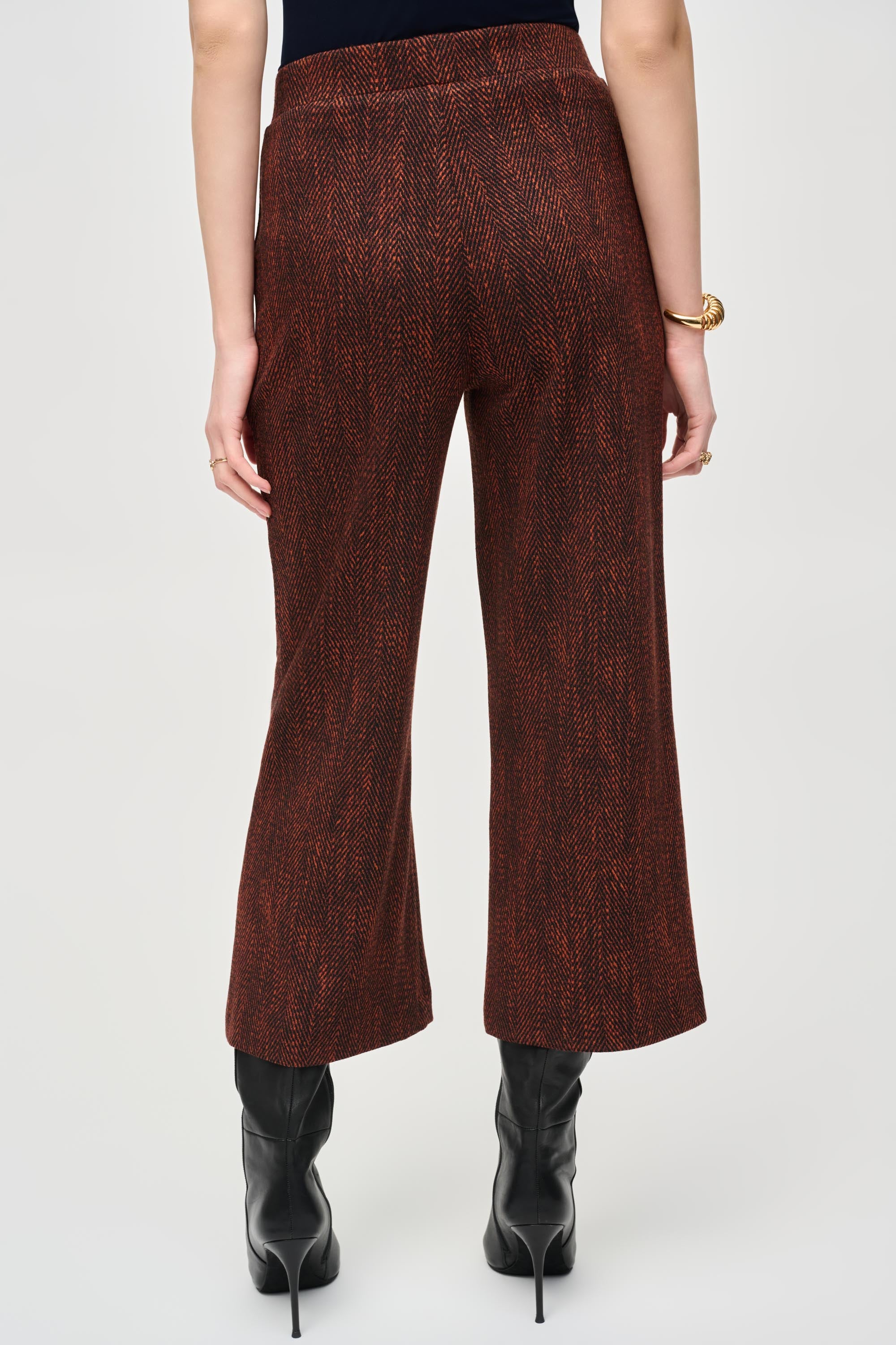 JOSEPH RIBKOFF PULL ON KNIT CULOTTE PANTS STYLE 243302 COLOUR ORANGE/BLACK