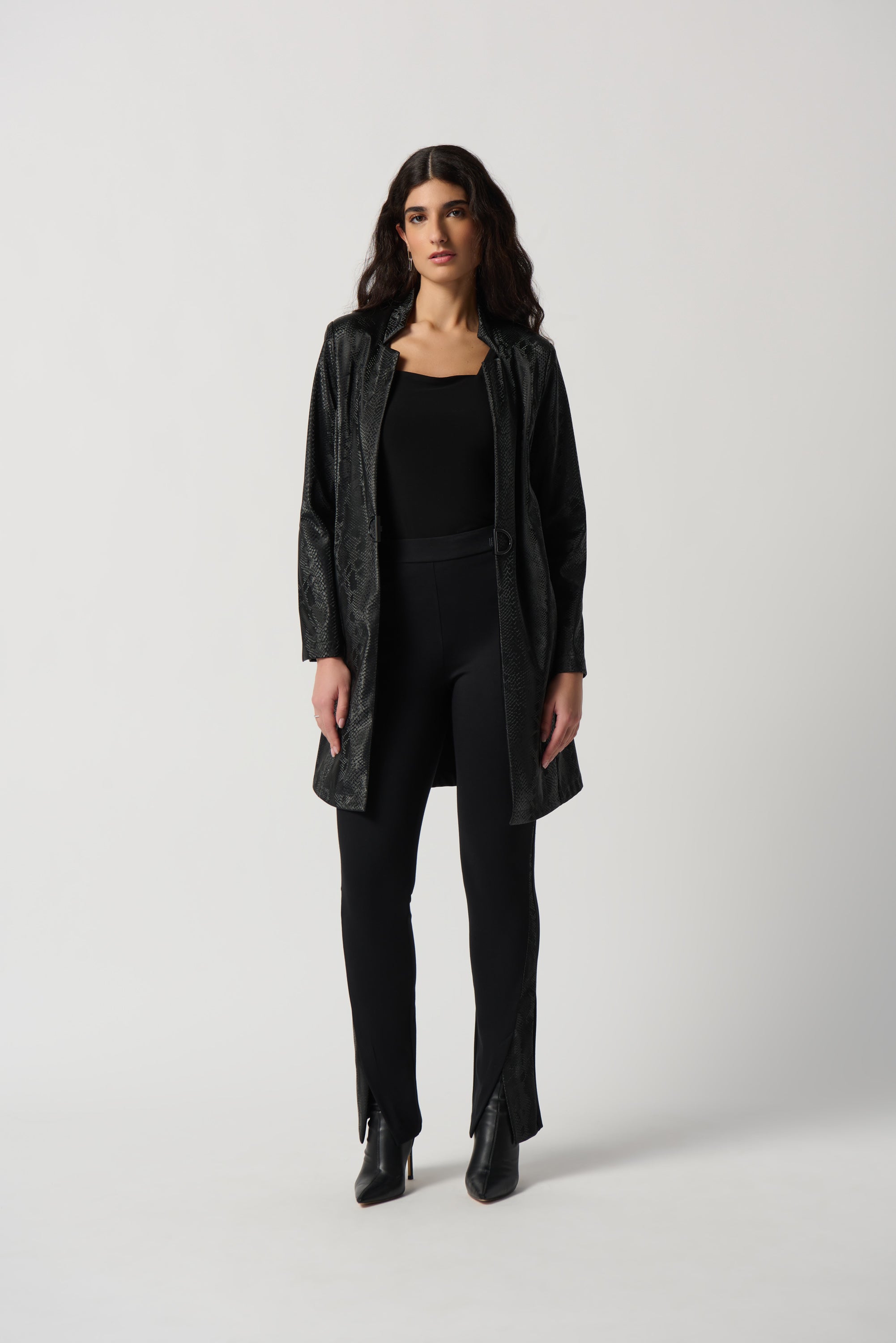 JOSEPH RIBKOFF LEATHERETTE PANT STYLE 234113 COLOUR BLACK