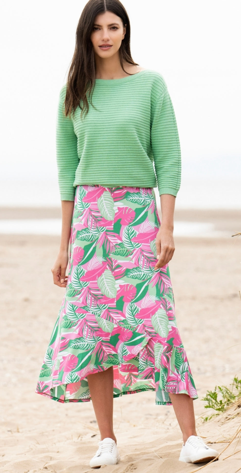 MARBLE SKIRT STYLE 6991-199 COLOUR GREEN/PINKWHITE PRINT