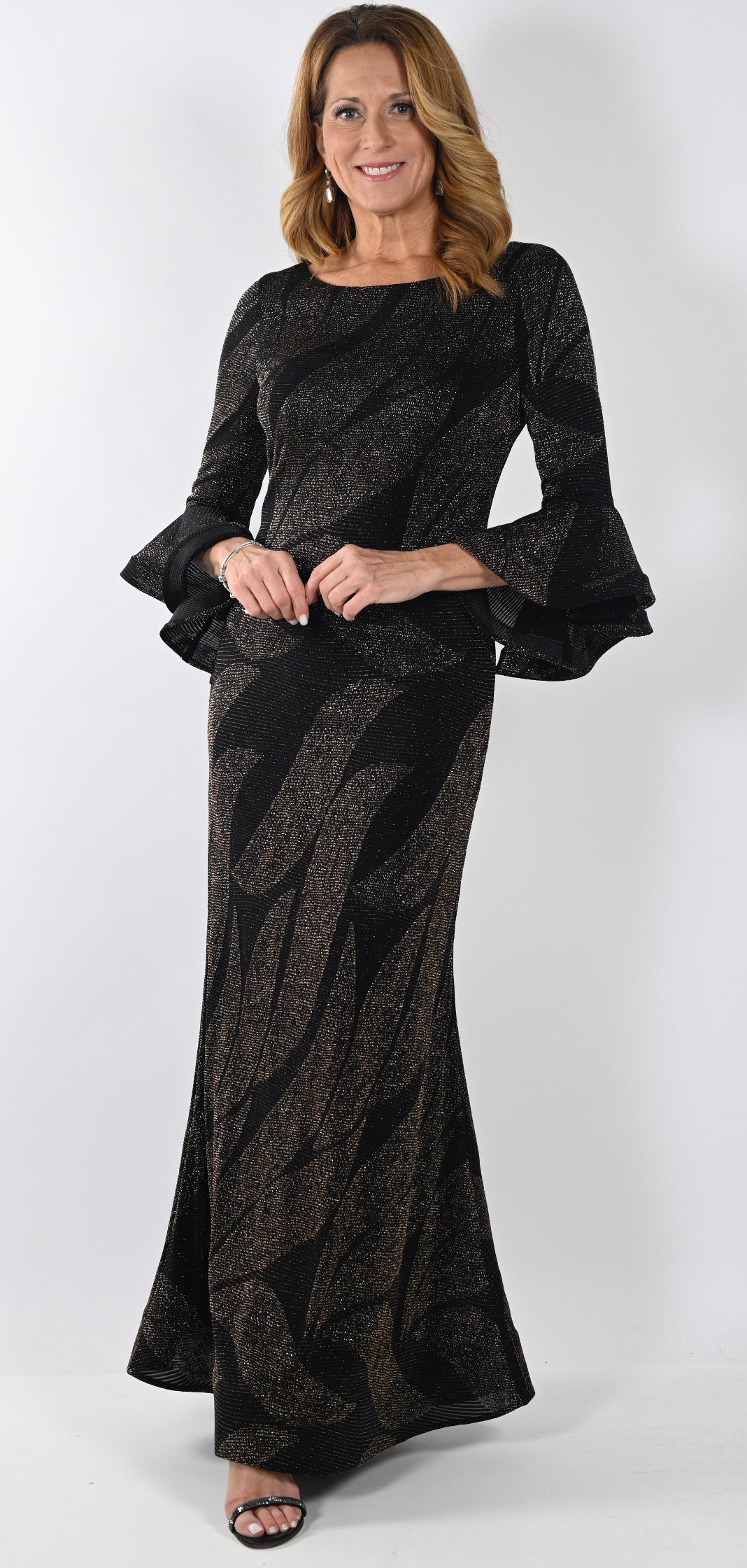 FRANK LYMAN LONG DRESS STYLE 239216 COLOUR BLACK/GOLD