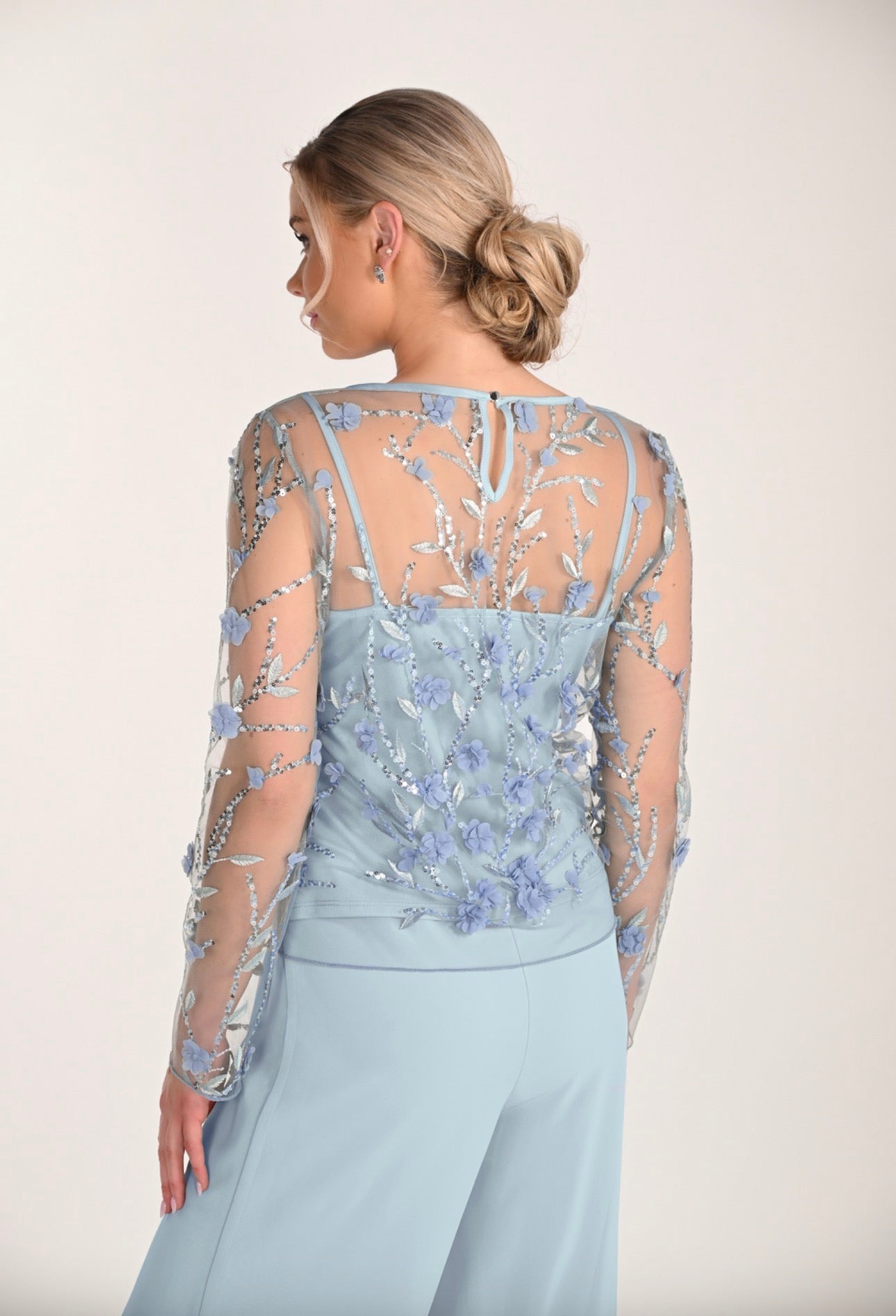 FRANK LYMAN SPARKLE MESH TOP STYLE 268174 COLOUR AQUA MIST