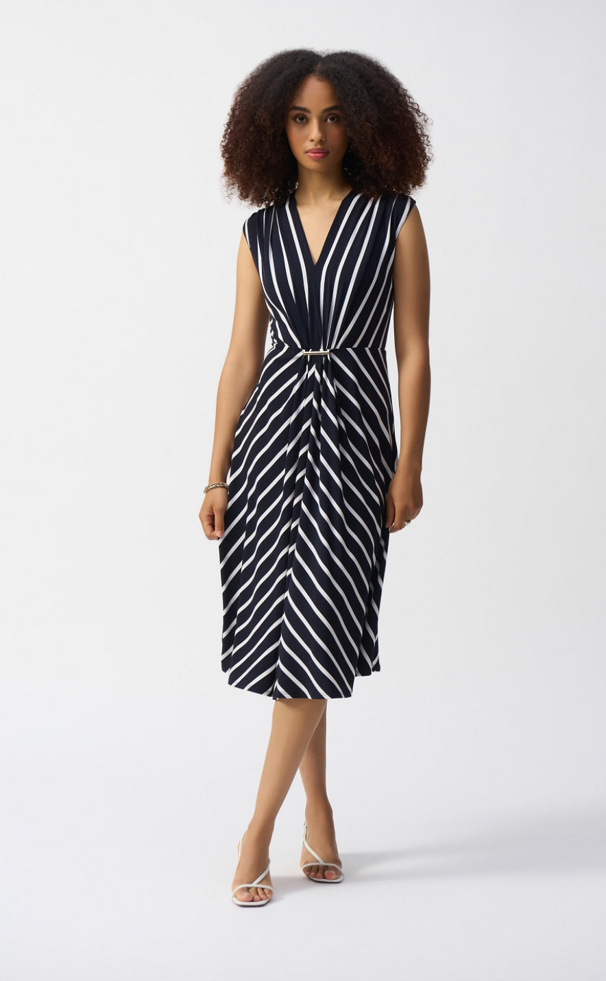 JOSEPH RIBKOFF DRESS STYLE 251295X COLOUR MIDNIGHT BLUE/VANILLA