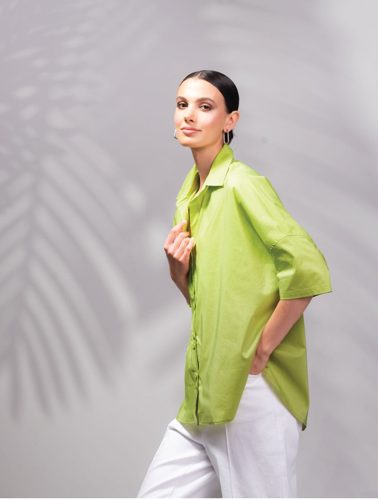 ALISON SHERI LONG LENGTH SHIRT STYLE A45040 COLOUR LIME