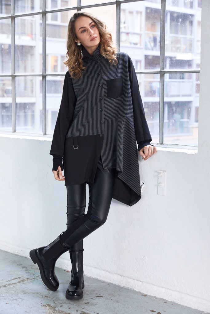 NAYA TOP BLOUSE NAW25191 COLOUR BLACK & GREY