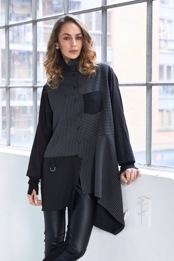 NAYA TOP BLOUSE NAW25191 COLOUR BLACK & GREY