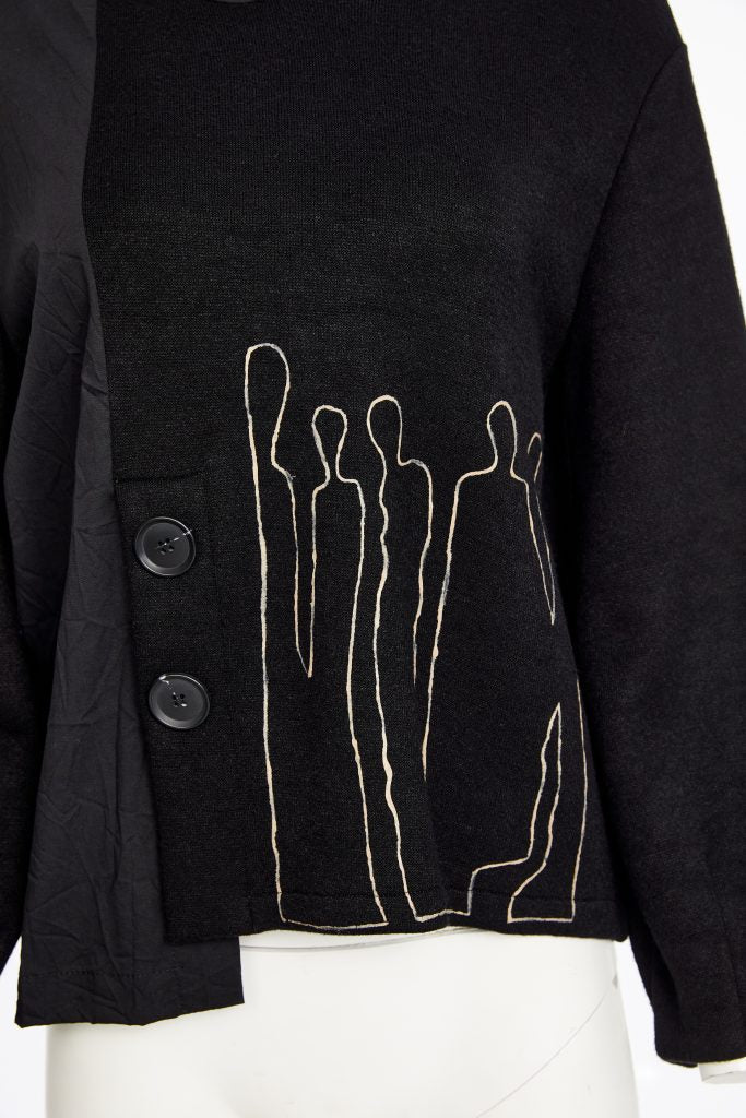 NAYA KNIT CONTRAST HOODED JUMPER STYLE NAW25270 COLOUR BLACK & SAND