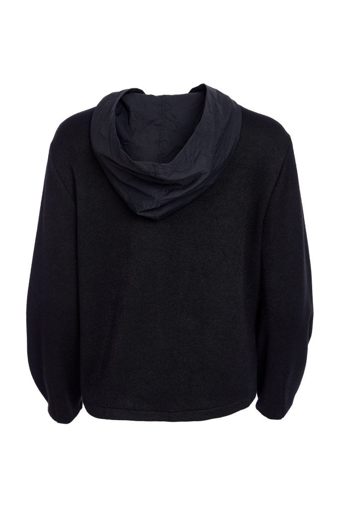 NAYA KNIT CONTRAST HOODED JUMPER STYLE NAW25270 COLOUR BLACK & SAND