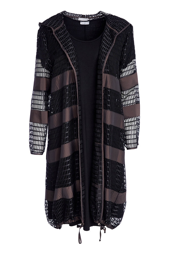 NAYA LONG JACKET AND DRESS STYLE NAW25325 COLOUR BLACK & COCOA