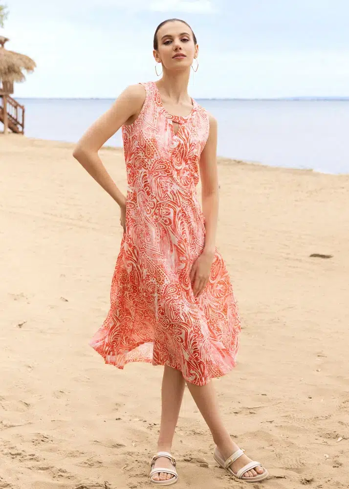 ALISON SHERI DRESS STYLE A47033 COLOUR ORANGE/WHITE