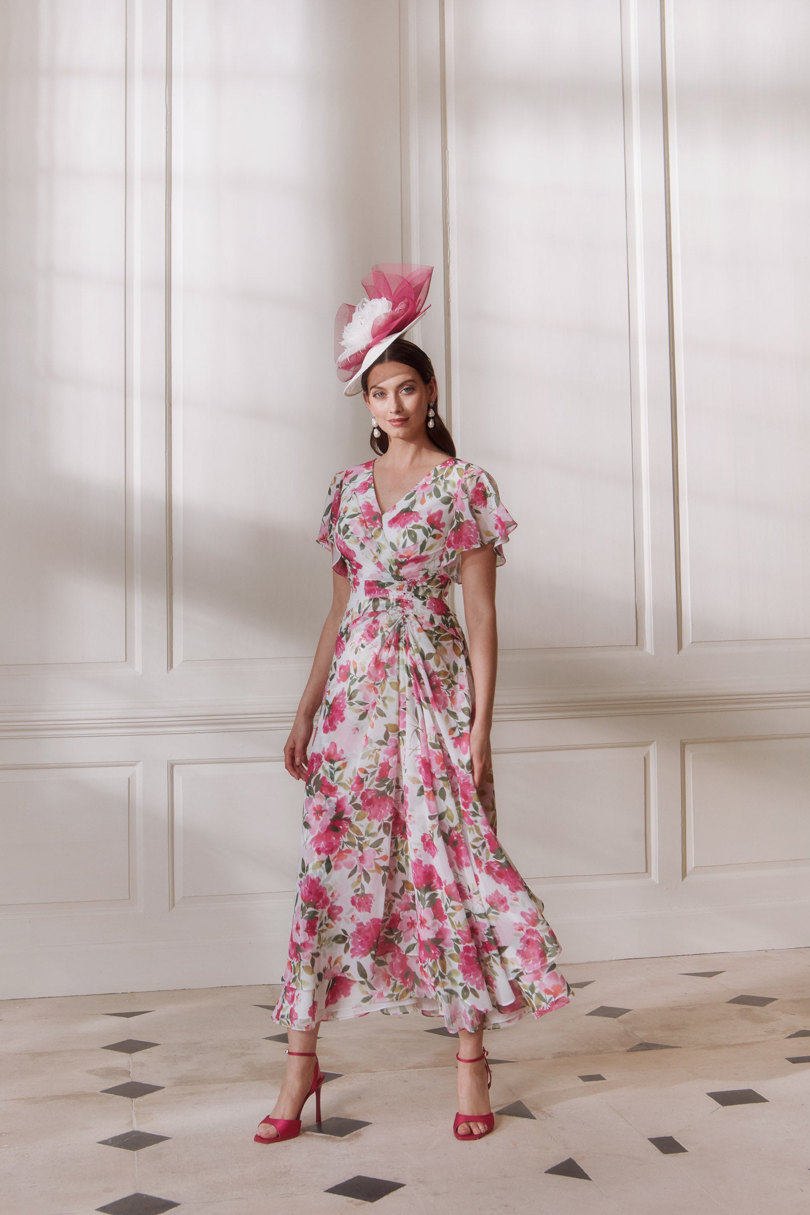 JOHN CHARLES DRESS STYLE 66773 PRINTED CHIFFON COLOUR SPRING